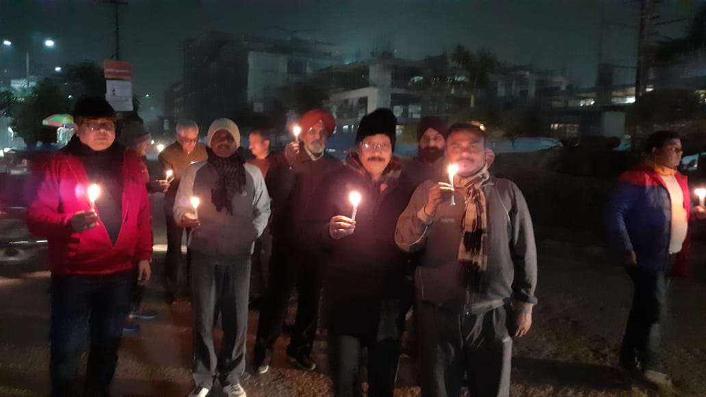 75_sec's tweet photo. Candle light march for the development of sec 75 Noida. 
#sec75noida #hungerstrike https://t.co/ZSrQizvxND
