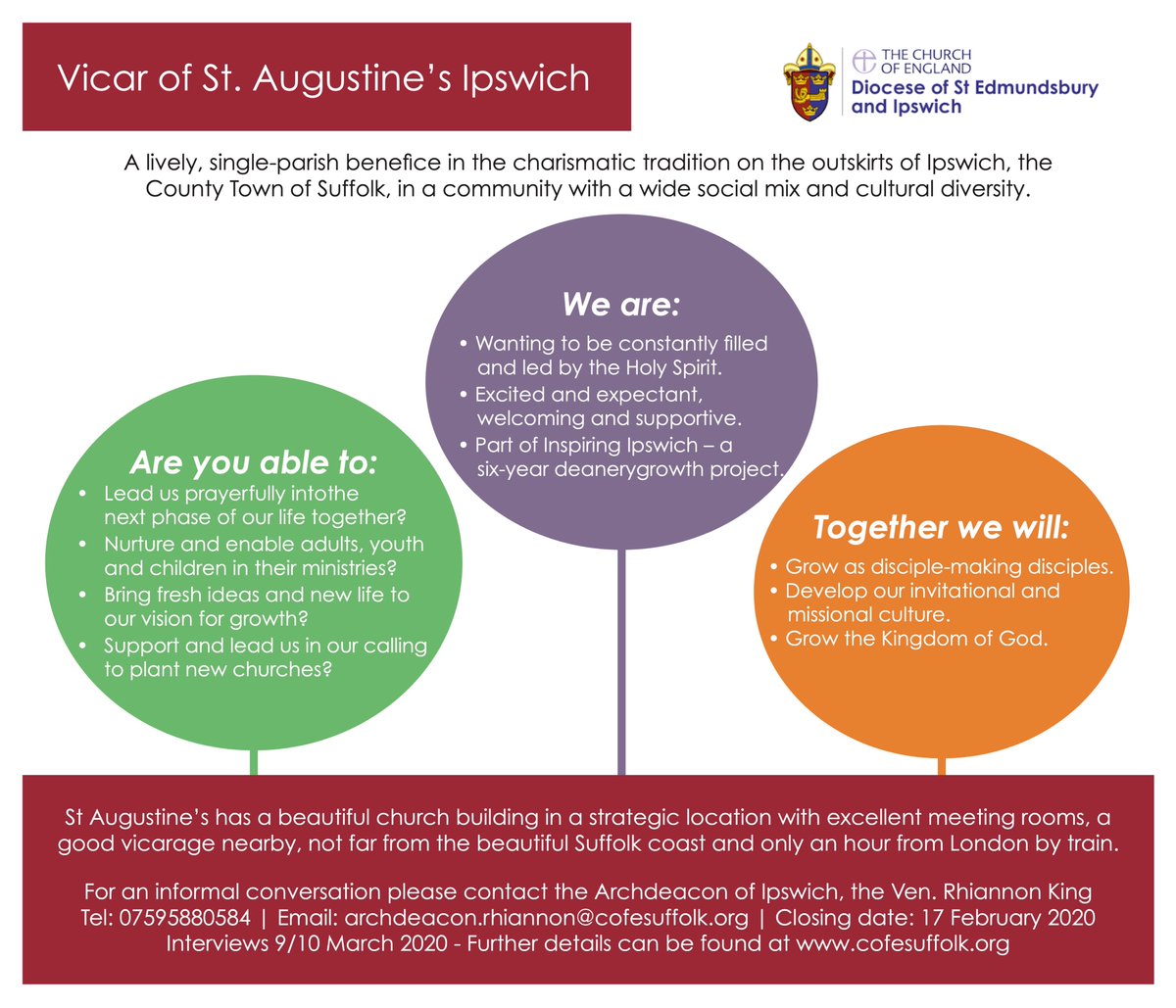 StAugustinesIps's tweet photo. Could you be our new Vicar at @StAugustinesIps?
#ChurchJobs #HTBNetwork #ClergyJobs #Ipswich
https://t.co/AciNNgqqMT https://t.co/vz8NXFMaRJ
