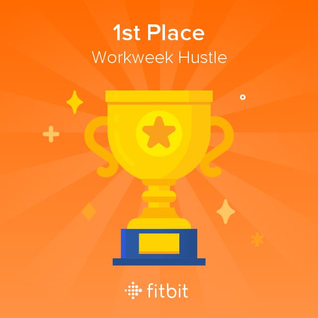 Check out my trophy for getting first place in the Workweek Hustle challenge! #Fitbit