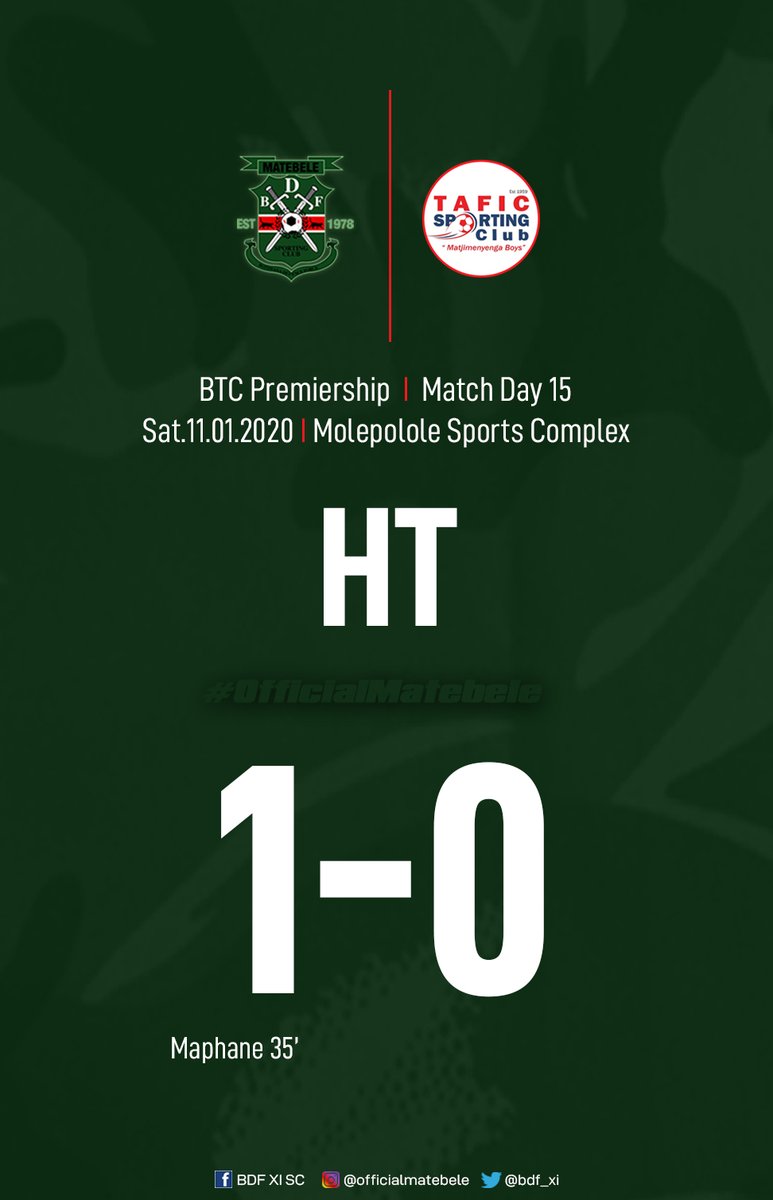bdf_xi's tweet photo. #BTCPL Half Time
⚽️ | BDF XI SC 1-0 TAFIC SC
#OfficialMatebele #TheCamoBoys https://t.co/qRDbSV9De8