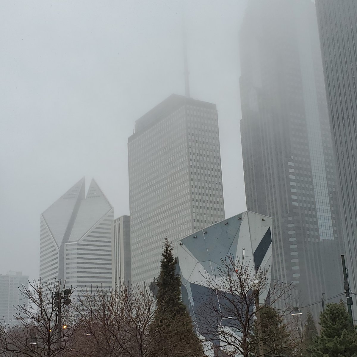 RinkCafe's tweet photo. Don't mistaken it for fog, that's sleet hiding the #Chicago skyline 🥶 https://t.co/aSSBxwEBLq
