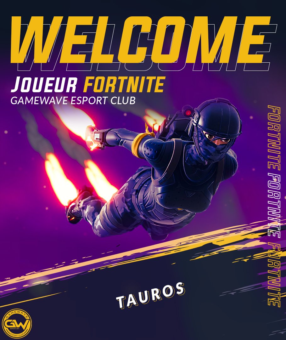 GAMEWAVEClub's tweet photo. Nous sommes fiers d'annoncer l'arrivée de @GWTauros en tant que joueur Fortnite dans nos rangs !
Le début d'une belle aventure.😏
#GWGOWIN #GAMEWAVE https://t.co/A5Ci3G1X8r