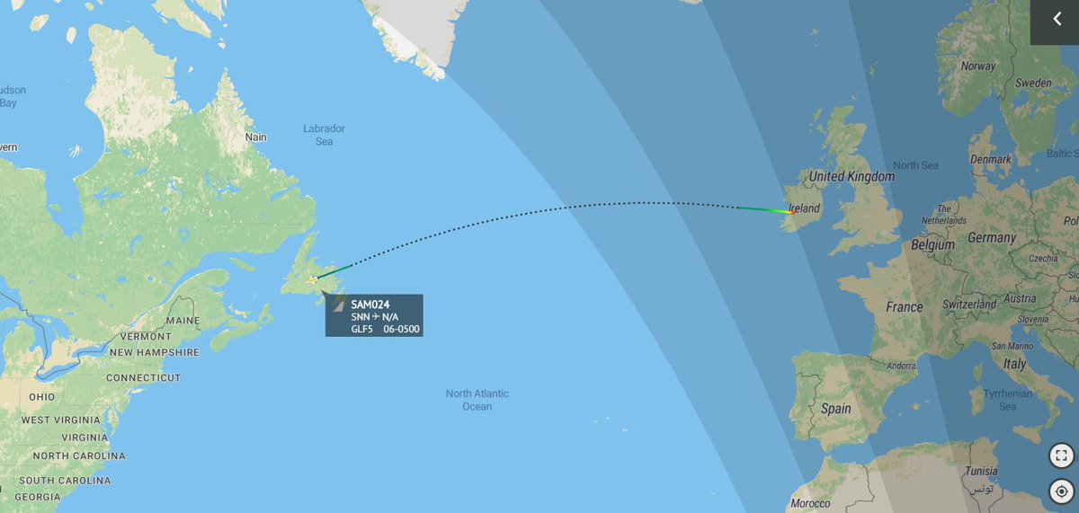 Andy007_SR_A's tweet photo. #SAM024
Tracking over Newfoundland, after fuel-stop at Shannon... https://t.co/aVXY3CxrbF