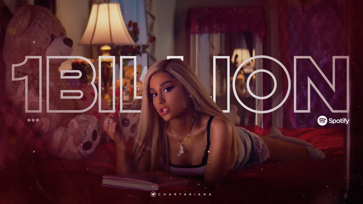 breakup_lovex's tweet photo. thank u, next her second song hitting 1 BILLION... Queen 

🖼: @chartariana 

retweet to vote for #ArianaGrande to win #BestFemaleArtist at #iHeartAwards https://t.co/s0a7j658YQ