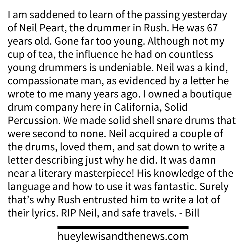 HueyLewisNews's tweet image. RIP Neil Peart...