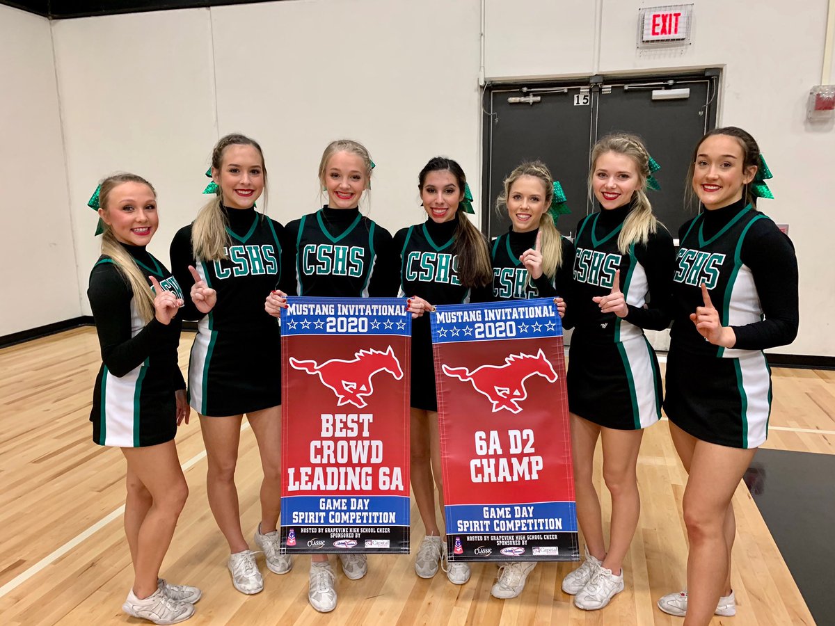 Dragon Cheer is starting 2020 off with a bang! They won the Mustang Invitational today!!! And won Best Crowd Leading!! Way to go ladies! <a href="/CABCSLC/">CABC</a> <a href="/SLCAthletics/">Carroll Dragons</a>