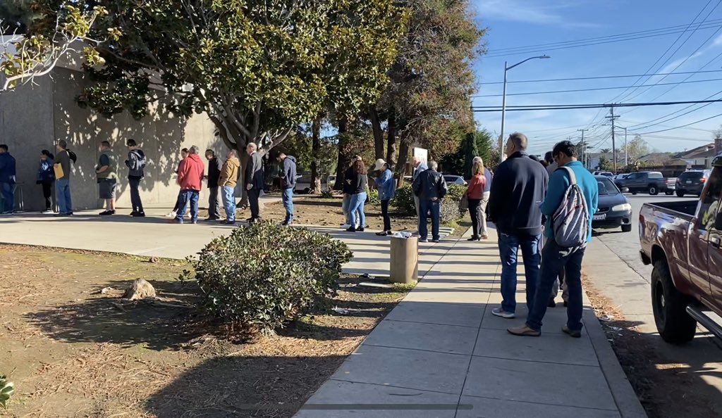 People standing in line at DMV