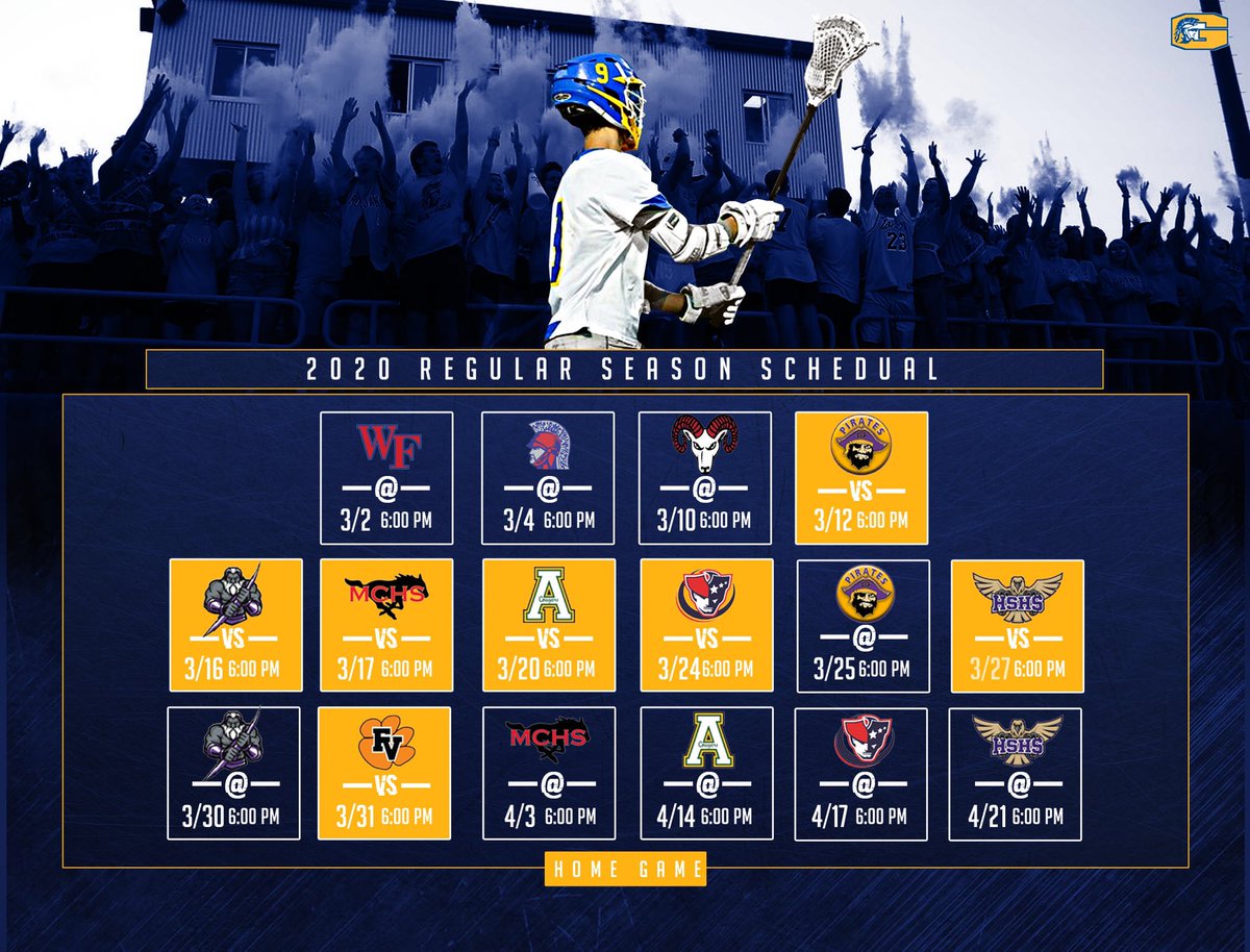 🚨TROJAN LACROSSE 🚨
The 2020 regular season <a href="/GarnerLacrosse/">Garner Lacrosse</a> schedule