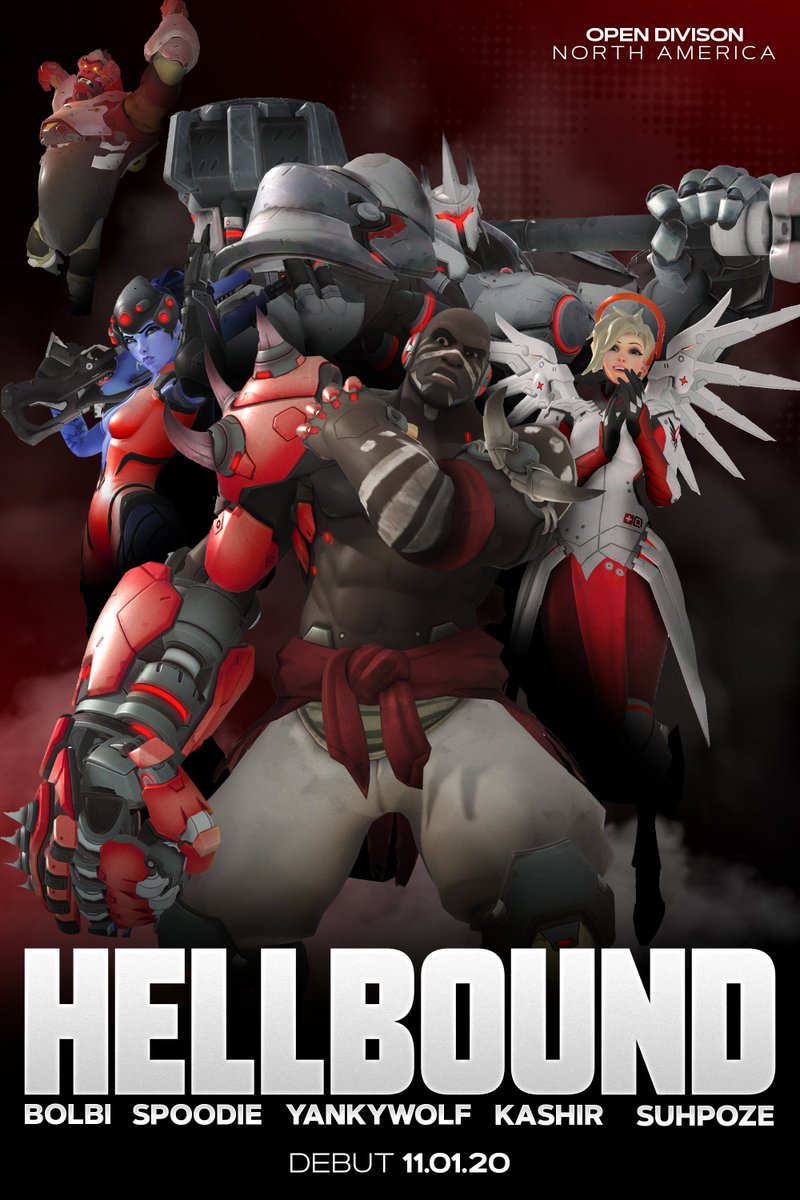 HellBoundTM's tweet image. Announcing our 2020 Open Division roster:

🛡️ @B0lbi_ 
🛡️ @spoodieOW
⚔️ @YankyWolf 
⚔️ @KashirKhan17 
💉 @SuhPoze_ 

📔 @Sl1pperyy_ 
🧠 @MadDancing 
💻 @ottomaticc_ 

#RaiseHell