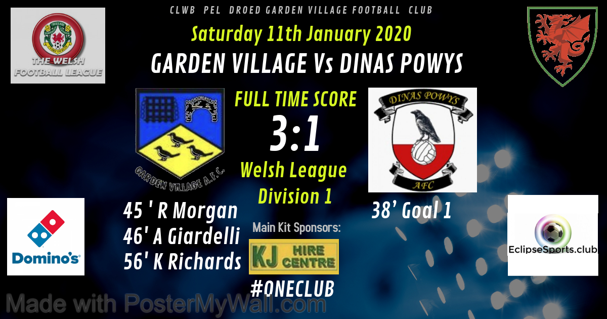 GardenVillage12's tweet photo. A stuttering 1st half performance saw @DinasPowysFC1 take the lead. A 15 min spell either side of HT saw us record a deserved 3.1 home win. Unfortunately, young Nathan Beniamous picked up an arm injury and had to go to hospital. @KjHire1 @Dominos_UK @EclipseSports1 https://t.co/VqyDPYiYyB