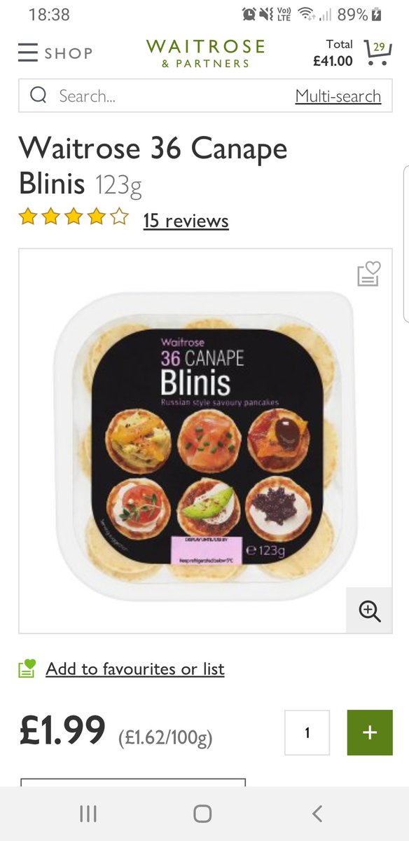 charlainethorn's tweet photo. @Ocado Hello, how come Waitrose blinis are £1.99 on their website but £2.99 at Ocado?! https://t.co/ffwufwEdWr