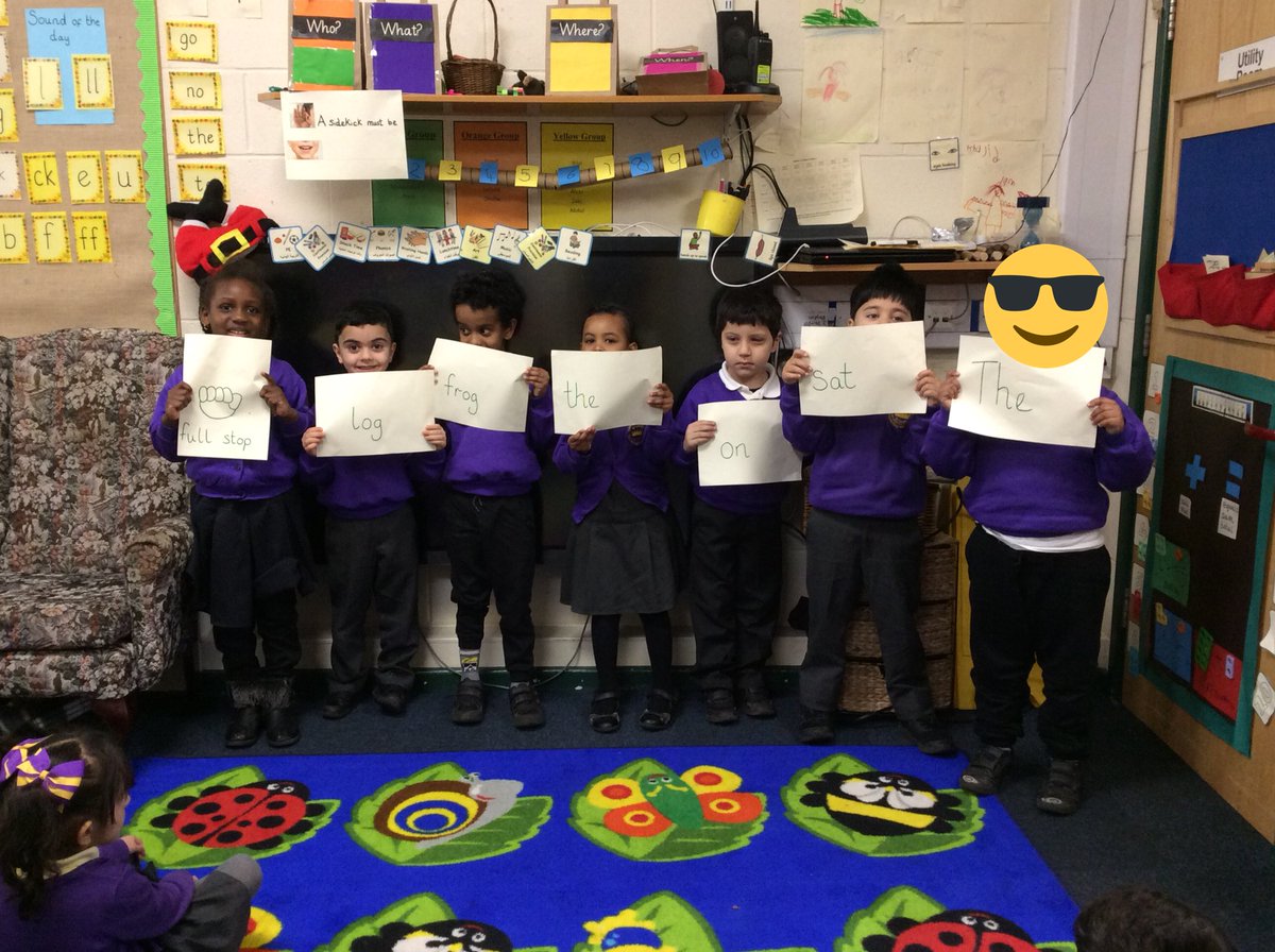RecKingsley's tweet photo. We have loved playing games like this this week. We learnt how to write a sentence by rearranging words, capital letters, finger spaces and full stops into the correct order. Miss Adamson kept getting it wrong which made us very frustrated but eager to teacher her the correct way https://t.co/F5VqOYYhft