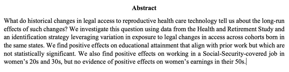 jasonmlindo's tweet photo. Interested in the effects of legal changes regarding access to contraception and abortion in the 60s and 70s? Here's the work on this topic I presented at the AEAs (joint with an all-star team of TAMU PhD students @MayraPinedaT @1DavePritchard @hediehtj)

https://t.co/AN7b1GjJg8 https://t.co/09SnfNCm1Y