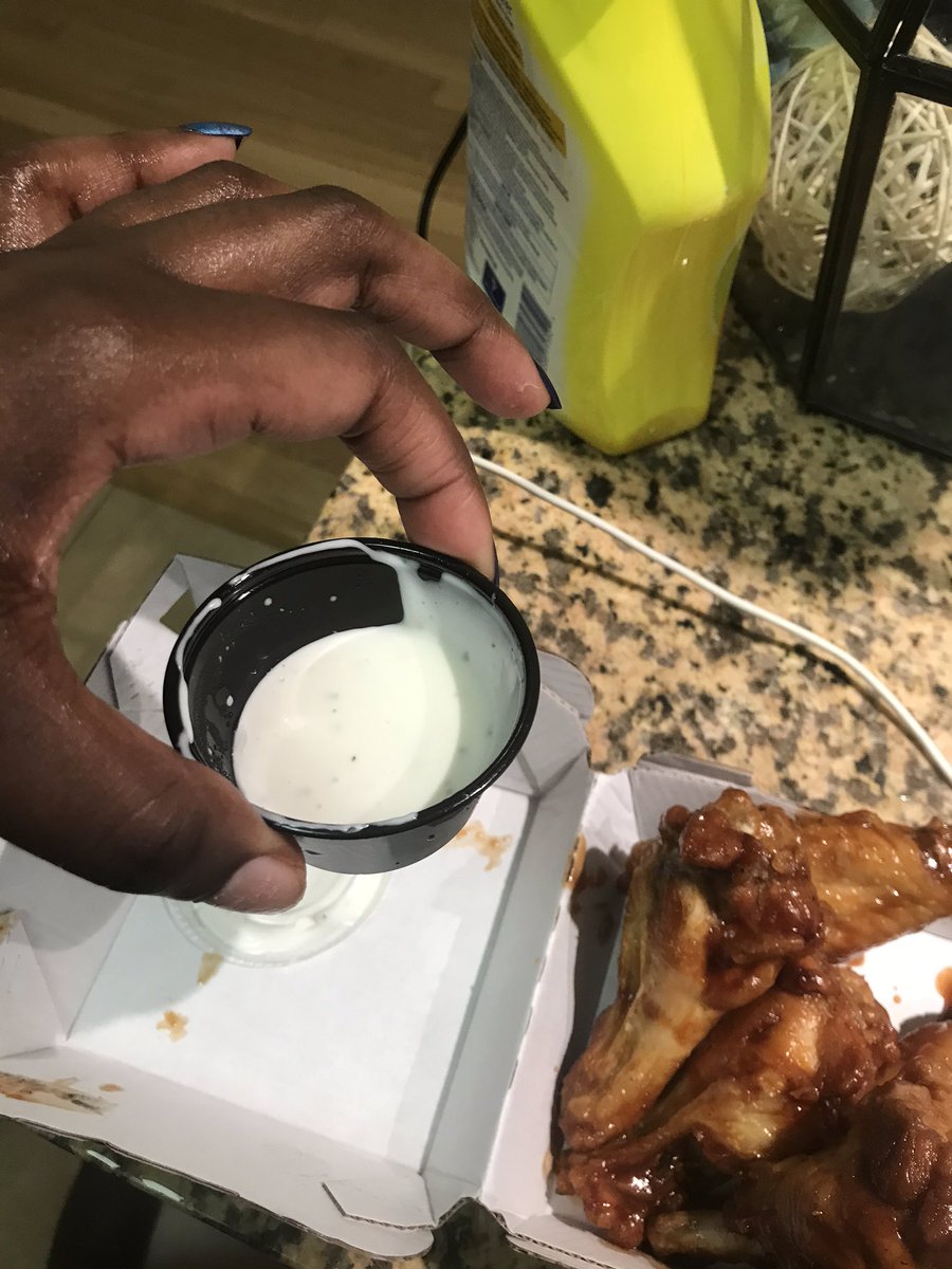 HiddenShopper2's tweet photo. I guess @BWWings white plains, ny is cutting back on their portions. Who serves an empty side of ranch dressing. I paid for this. #buffalowildwings #notcool https://t.co/HLlVaRZmYg