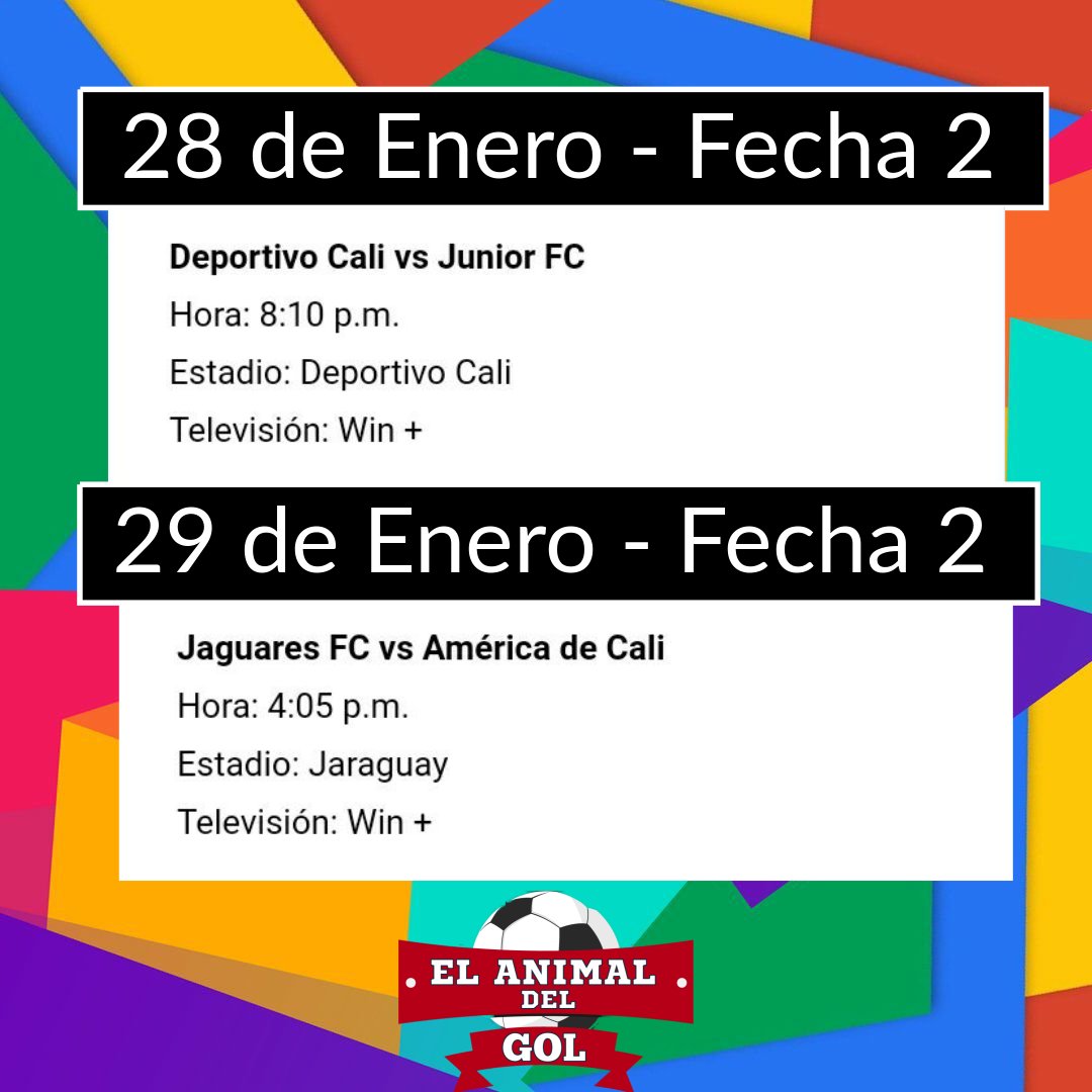 ElAnimalDelGol_'s tweet photo. LISTO EL ARRANQUE DE LA #LigaBetPlay 2020 para #AmericaDeCali y #DeportivoCali 

A continuación las 3 primeras fechas con Horario y Canal que trasmitirá cada partido.

Unos vamos por Win Sports y otros por Win Sports PREMIUM https://t.co/8HJ1TRxqEa