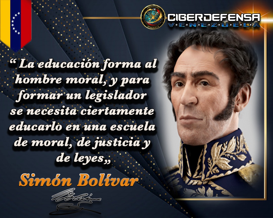 #11Ene Enarbolemos el precepto de “Moral y Luces”, firme paradigma de nuestro Libertador Simón Bolívar, para tener una población con Cultura Superior y Moral, dignos de nuestra Revolución Bolivariana Socialista.
#2020DeTriunfos 
#FelizSabado #LealesSiempreTraidoresNunca