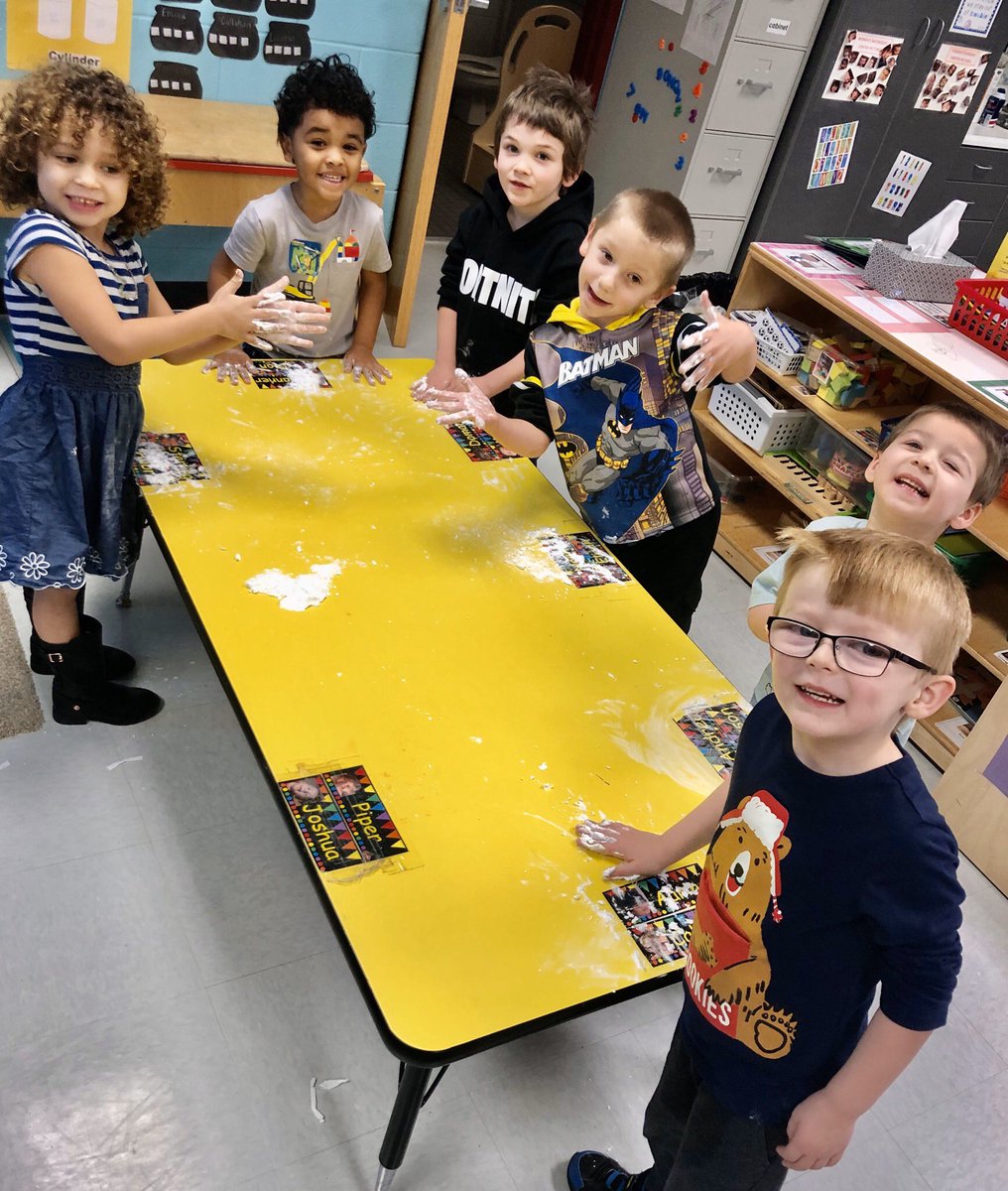 CarlenaSheeran's tweet photo. It is raining outside but snowing in preschool!💁🏼‍♀️ The #HCSPreschool students in Abby Newton’s classroom @HeartlandES read “The Snowy Day” this week.📖 In a science experiment, they made snow. ❄️ One child’s review of the activity...”I totally loved that!” ❤️ #HCSStrongerTogether https://t.co/KeGdGcKKuy