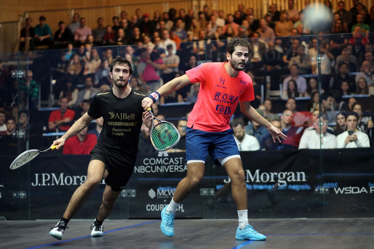 ToCSquash's tweet photo. A slow start for @karimabdelgawad but the #ToC17 champion fends off an impressive challenge from @IKER_PB 

#ToC20 MR3: [3] Karim Abdel Gawad 🇪🇬 3-1 Iker Pajares Bernabeu 🇪🇸 3-11, 11-6, 12-10, 11-6 (44m) https://t.co/n8i9rYy6wM