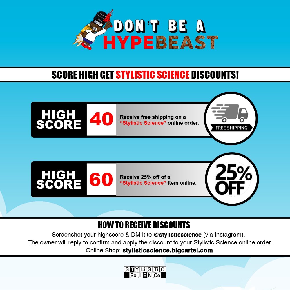 StyScience's tweet photo. Download our new mobile app “Don’t Be A Hypebeast” — This addictive game will have you on the edge of your seat! If you get a certain “high score” you will be eligible of receiving exclusive discounts on our clothing! #StylisticScience 

https://t.co/aOEx8hdaTd https://t.co/DxKPw9Dmdr