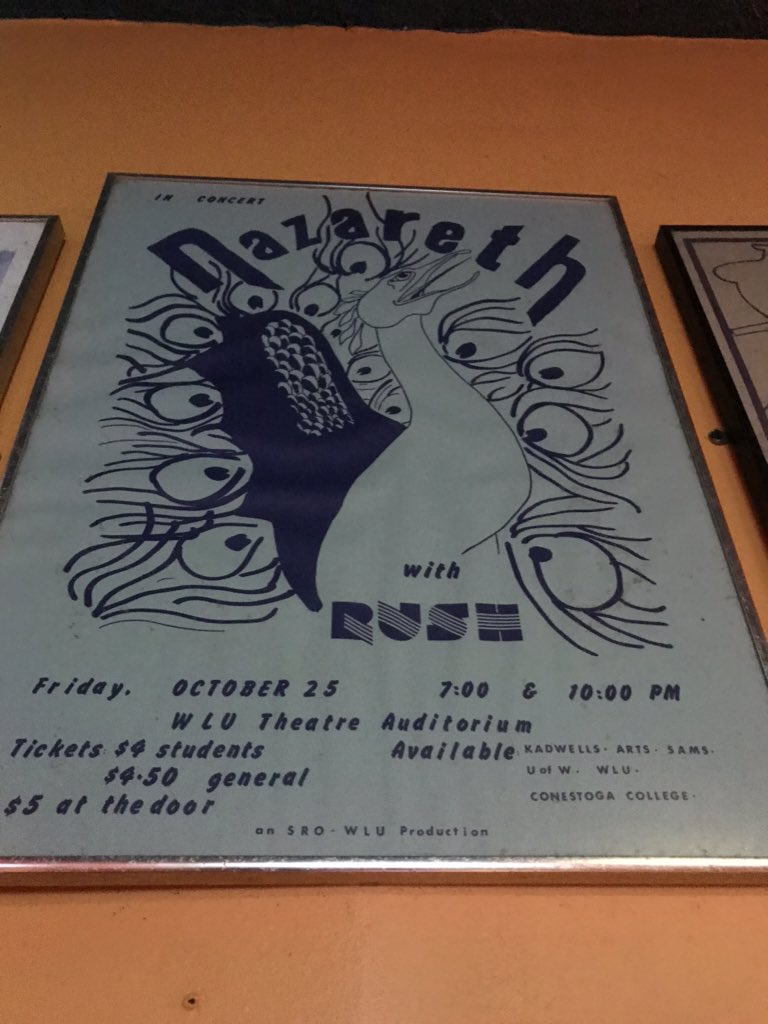 Back in the 70’s on Fri. Oct. 25th <a href="/rushtheband/">Rush</a> took to the Stage to open up for Nazareth <a href="/Laurier/">Wilfrid Laurier University</a> What a show Neil Peart put on! You will be missed. 
R.I.P Neil #neilpeart #bestdrummer #hamilton #Rush #concertwall #posters