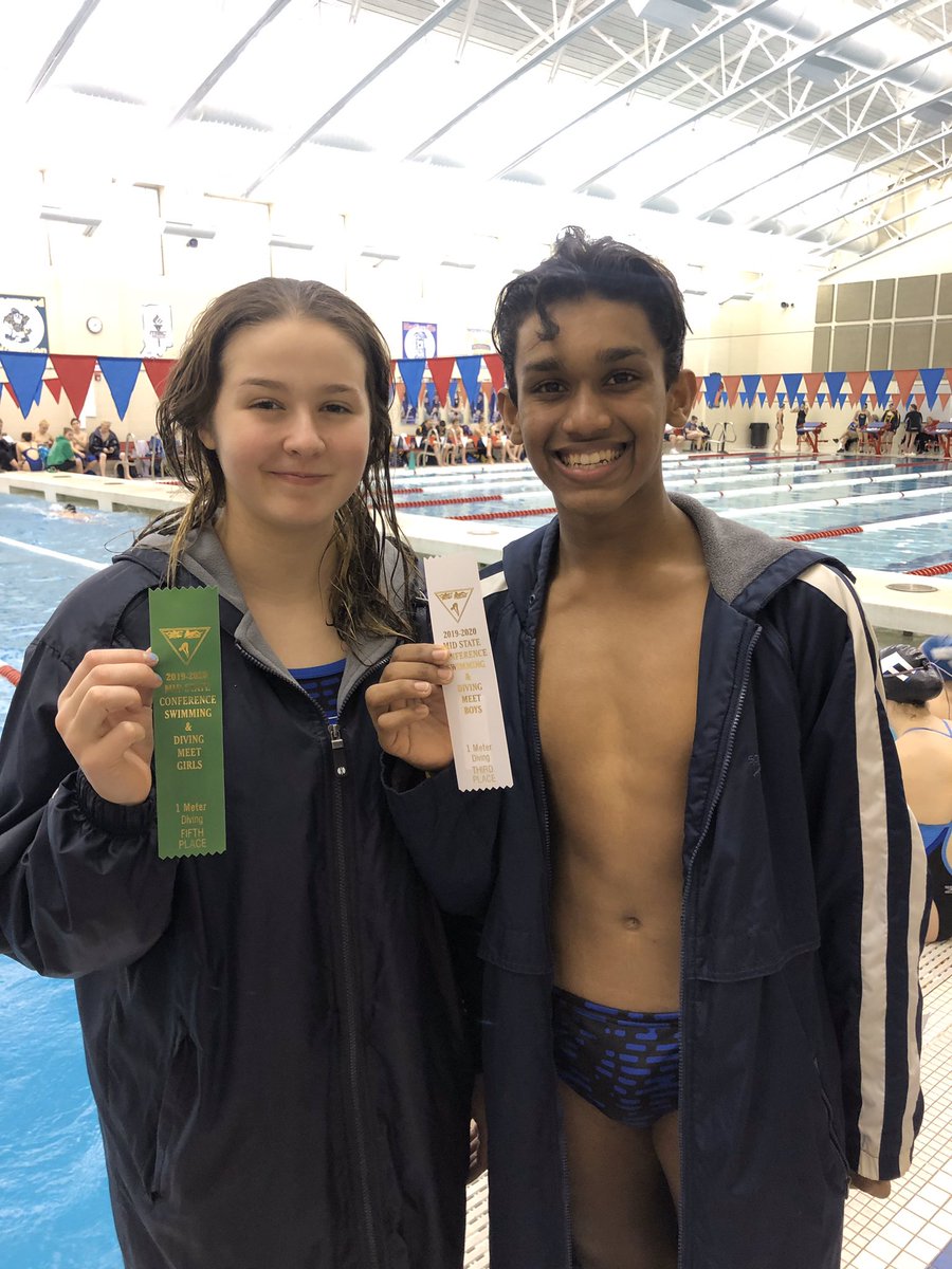 Midori and Kumar placed 5th and 3rd in diving at MidState! #falconsALLin <a href="/PMFalconSports/">Perry Athletics</a>