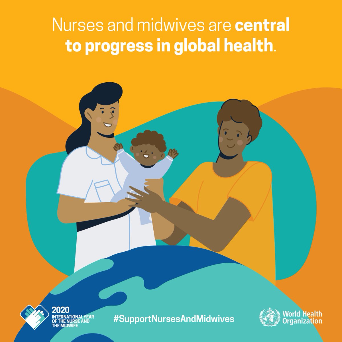 In 2020 we celebrate the Year of the Nurse and the Midwife, people transforming healthcare around the world &amp; who play a key role in achieving good health for all. Today and everyday, let's #SupportNursesandMidwives 

#GlobalGoals bit.ly/2QBXZeU