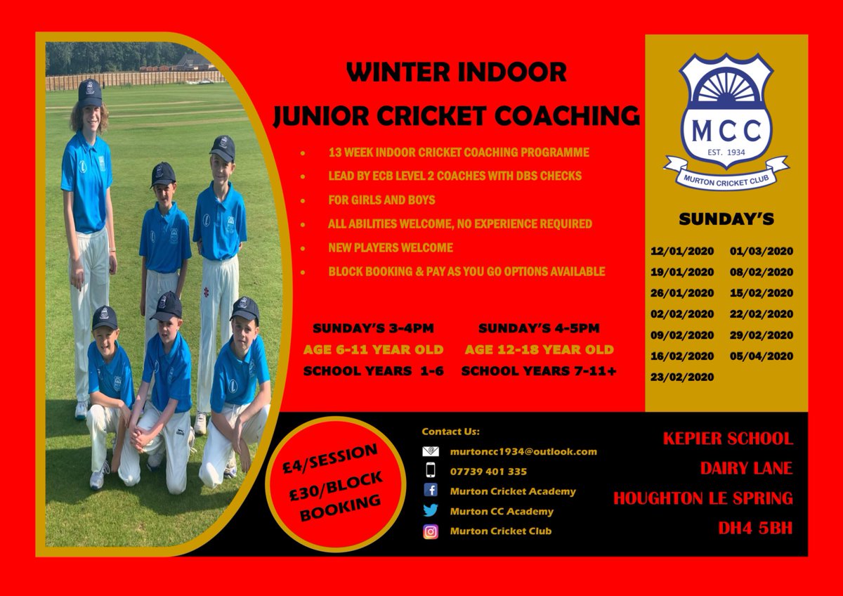 Junior cricket training for 2️⃣0️⃣2️⃣0️⃣ gets underway tomorrow at Kepier School, Houghton.

NEW Girls 🙎‍♀️ &amp; Boys🙍🏼‍♂️most welcome 👋🏻

#MCC #murton #durham #eastdurham #ECB #cricket #bigmoments #familytime #community #sport #fitness #kids #team #coaching #youth #girls #thisgirlcan