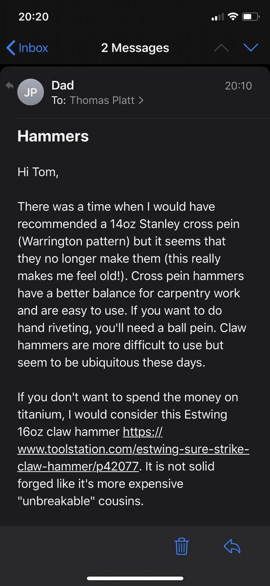 Classic email from John RE Hammers