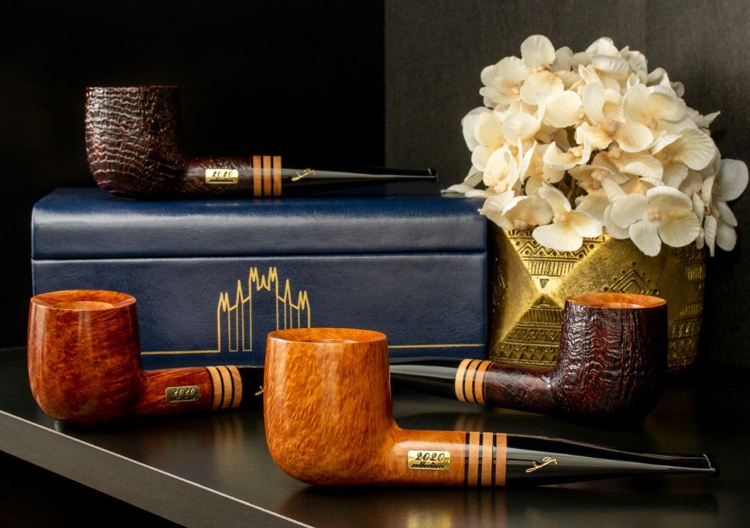 Coming Friday, January 17th: 2020 Savinelli Collection Pipes | Will be available in smooth brown and natural finishes, as well as two exquisite sandblasts – each adorned alternating bands of briar and acrylic for a timeless, classy look.