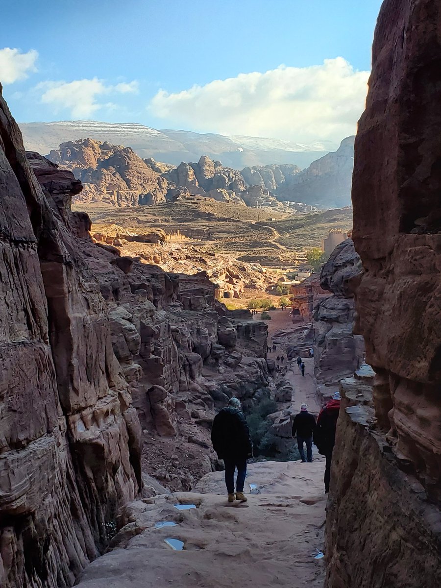 PastorJimLyon's tweet image. Hiking through Mountains of Edom today on ancient footpath descending into valley with ruins of Petra. This is the terrain of the Exodus, through which Moses led the children of Israel through Edom to the Promised Land. #JordanRocks Stark beauty, rough, jagged edges.