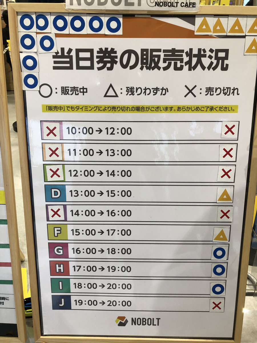 Nobolt ノボルト V Twitter おはようございます 本日の当日券の残り状況はこのようになっております 当日のご予約はウェブやお電話では出来ないので 来場のご予定があるお客様は 店頭に来られてください 整理券をお渡しいたします ご来場お待ちしております