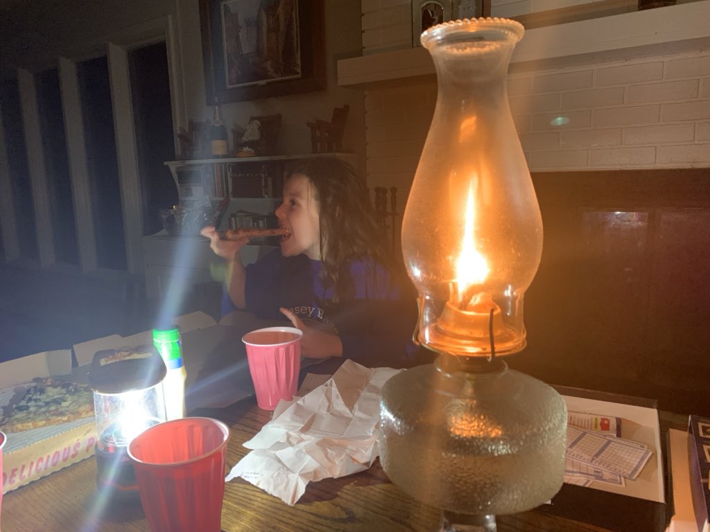 CBassRadio's tweet photo. Pizza, wings, and Clue by lantern light with my girls. Y’all be safe out there!! #ColMustard https://t.co/j5phN4Tk3n