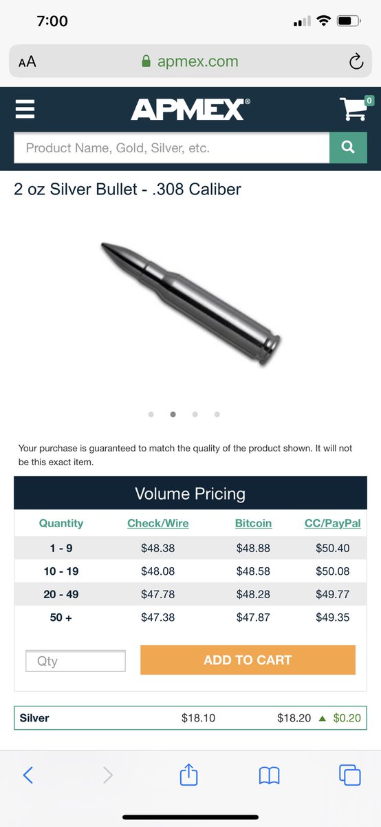 StrokerAceKid's tweet image. I’m going to give out 1 of these .308 2 oz. silver bullets from @APMEX ! Looking to hook up a Veteran or Hunter . To enter just simply tweet me and @APMEX a picture in your uniform or hunting attire and I’ll draw a random person next weekend. Good luck !