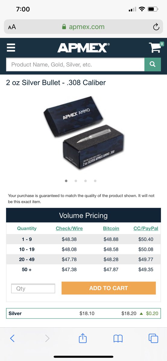 StrokerAceKid's tweet image. I’m going to give out 1 of these .308 2 oz. silver bullets from @APMEX ! Looking to hook up a Veteran or Hunter . To enter just simply tweet me and @APMEX a picture in your uniform or hunting attire and I’ll draw a random person next weekend. Good luck !