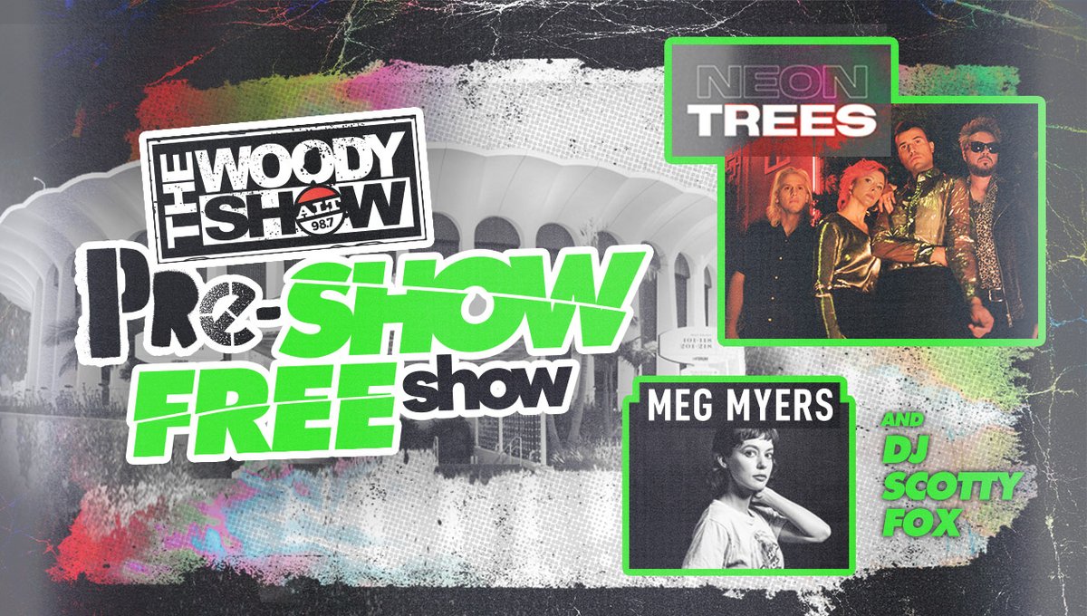 Join us for <a href="/TheWoodyShow/">The Woody Show</a> Pre Show FREE-Show in The Forum Parking Lot with performances by <a href="/neontrees/">NEON TREES</a> &amp; <a href="/megmyers/">MEG MYERS</a> January 18th! #iHeartALT More info here: ihr.fm/2MZlufS