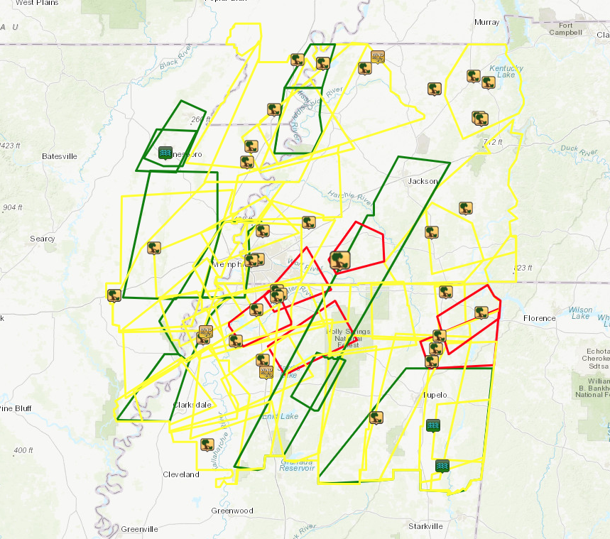 NWSMemphis's tweet photo. Here's an interactive map to all the damage reports &amp; warnings that were issued over the past 24 hours. Please send us your damage reports if it hasn't been accounted for here. https://t.co/vyBoTu4Scm #MidSouthWx https://t.co/eiKkGsCG7h