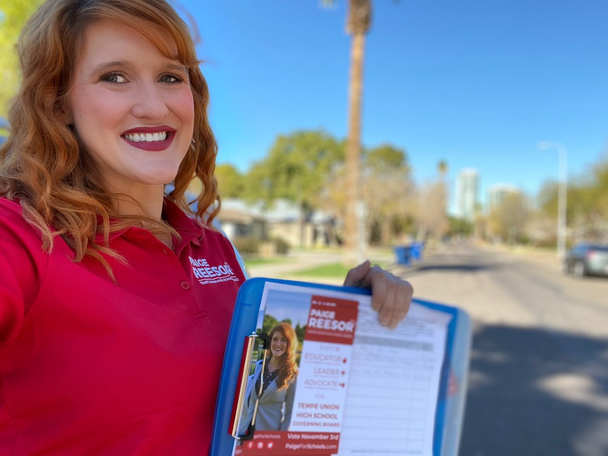 PaigeForSchools's tweet photo. Beautiful Saturday morning and afternoon talking to voters about what is best for our students’ well-being, academic success, and future. https://t.co/WsYyWHRBRM