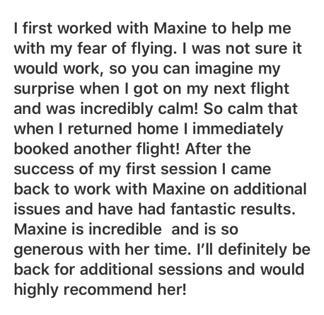 Nice review for fear of flying. #fears
#phobia 
#International 
#zoomsessions 
#skype 
#hypnosisworks
#hypnotist 
#anxiety
