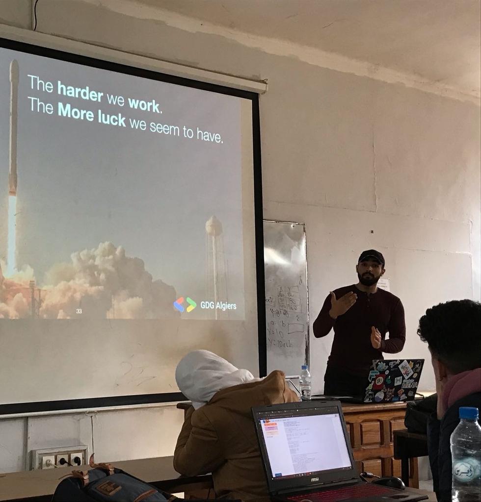 azzeddineCH_'s tweet photo. On the highway to @GDG_Algiers @AlgiersWTM #GDGSchool๐ฅ
Just couldn't miss out being with a group of awesome individuals to exchange thoughts about software engineering best technical and soft skills.
Thanks to the team and a special greetings for our event manager @am__redha ! https://t.co/xS912ligoh
