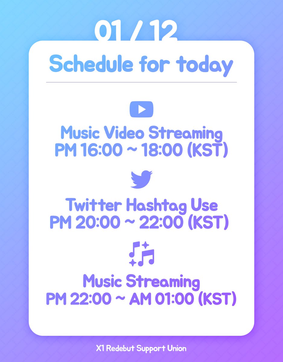 X1ndonesia's tweet photo. [ JADWAL ]
200112

Dicatat ya jadwal gerak hari ini!
⏰ 14.00 - 16.00 WIB
MV YouTube Streaming

⏰ 20.00 - 20.00 WIB
Twitter Hashtag Use

⏰ 20:00 -23:00 WIB
Music Streaming (kita fokus ke Youtube MV)

#X1 #엑스원 
@x1official101 @x1members https://t.co/jxLIhCl0an