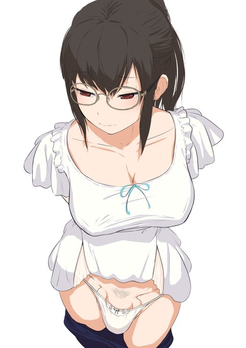 初めて眼鏡ふたなりっ子と陰毛を描いています( *'艸`) 