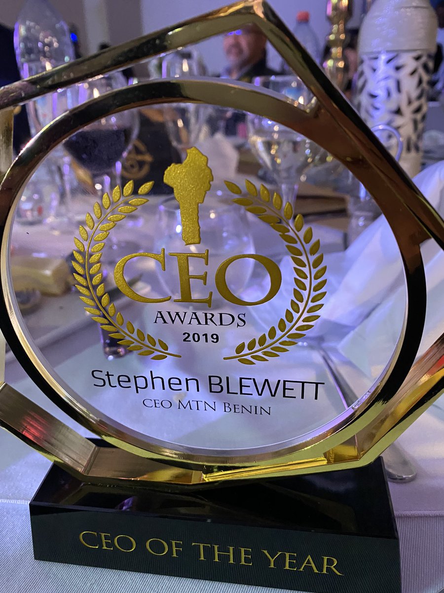 StephenBlewett's tweet photo. Extremely honored to have received CEO of Year at Benin CEO awards 🙏🏻 @MTNBenin @MTNGroup https://t.co/27MUQRX80T