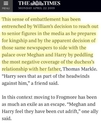 Look at this article in the times by Tim Shipman basically confirming it, look at Dan Wootton saying leaks are coming from the palace and Royal Reporter Emily Andrews admitting that some of Meghan’s amazing qualities pissed Royal family members off. My guess… jealously