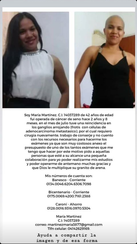 Buenas noches amigos de Twitter, les pido ayuda para difundir este caso, es la mamá de una amiga que es estudiante universitaria, en estas horas tan malas que vivimos los venezolanos necesitamos ayudarnos entre todos. Que Dios nos bendiga. <a href="/Neoadolfo/">Nehomar A. Hernández Mejías 🇻🇪 🇪🇸</a> <a href="/MaihenH/">Maihen</a> <a href="/alexagomez2000/">@AlexaGómez2000</a>