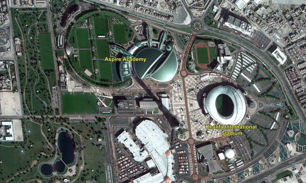 sebi_sandeep's tweet photo. #ISRO 
ISRO released the 4 high resolution image taken by satellite #CARTOSAT3 the pictures of  include Palm city garden,Aspire Academy,khalifa international stadium and one airport are old Doha international airport.Other country are confused this view this news 10th Jan 2020 https://t.co/Iua88n2NKo