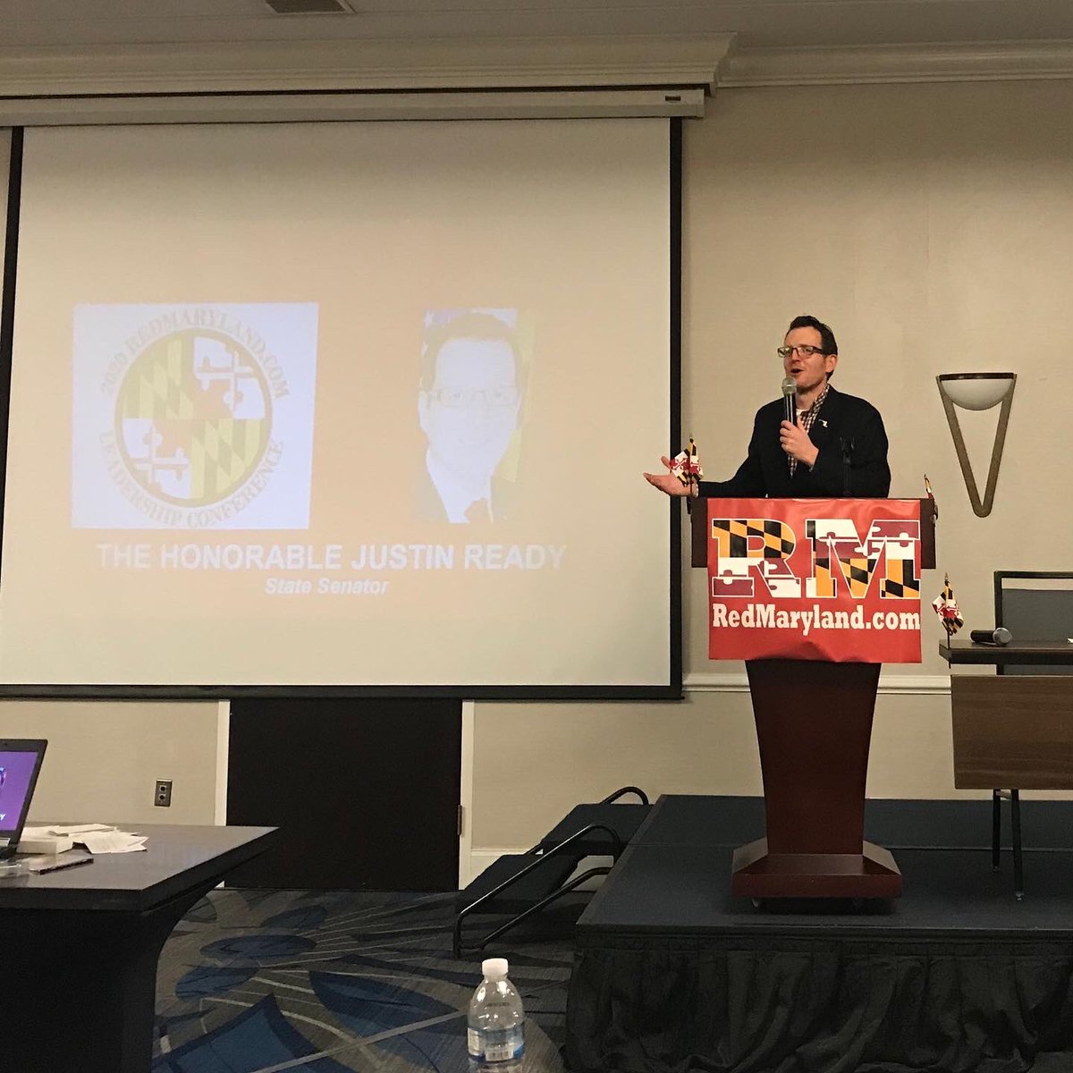 JustinReady's tweet photo. Honored to speak today at @RedMaryland 2020 Leadership Conference. Maryland families, job creators and retirees need us to stand up for them and the conservative values that help all of us. No “Session of George”. #RMLC2020 #mdpolitics #mdgop #mdcons https://t.co/a052qkcZ1m