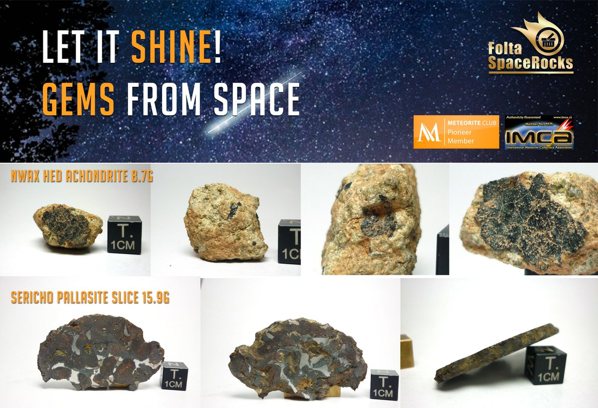 SpaceRockShop's tweet photo. LET IT SHINE! #GEMS FROM #SPACE ๐ โ๏ธ
Beautiful Unclassified HED Achondrite Meteorite possibly Diogenite with parts of #Fusioncrust and interesting inclusions!
8.7g - $97 FREE Shipping
Sericho Pallasite #Meteorite Slice with sparkling olivin #crystals!
15.9g - $25 FREE Shipping https://t.co/MB1iRGehMX