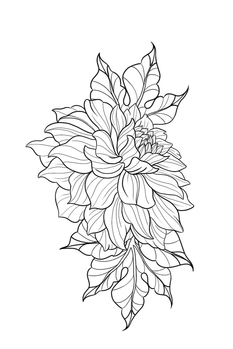 Ken✨ on X: "Started the outline to this dahlia tattoo today! I cant wait to add the color in another two weeks https://t.co/hT4N4PlqnW" / X