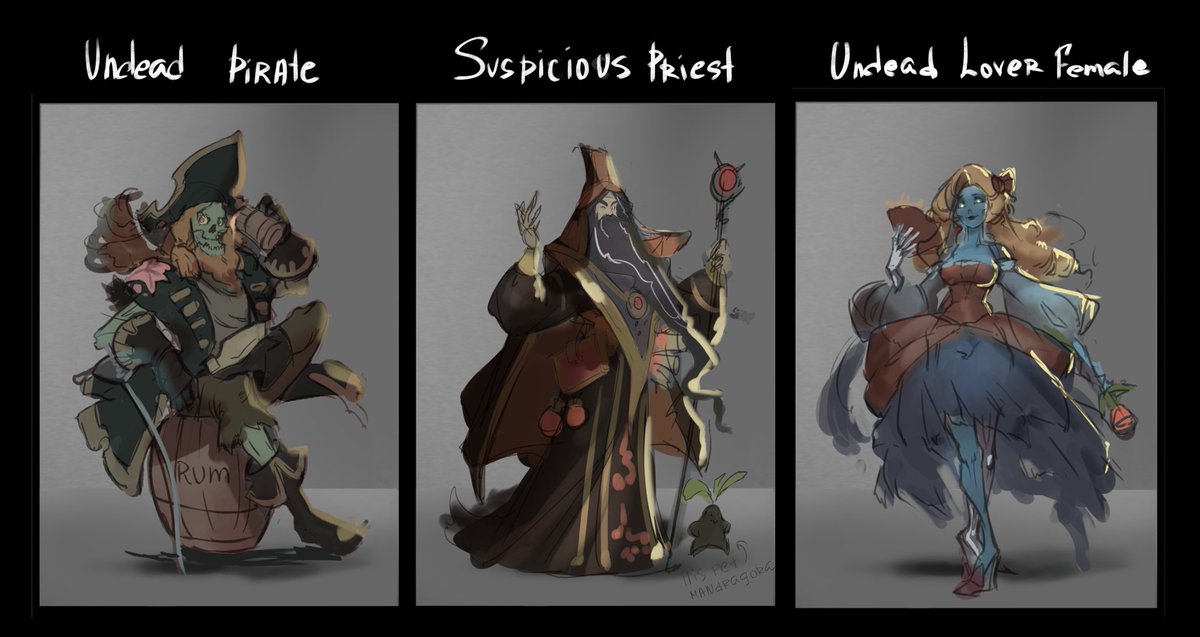 GuildhallStudio's tweet photo. Have you heard the one about the undead pirate, the suspicious priest, and the undead lover female?! #theresajokeintheresomewhere #GuildhallStudios #SeaOfLegends #prototypeart #boardgameprototype https://t.co/I5vUwihWfP