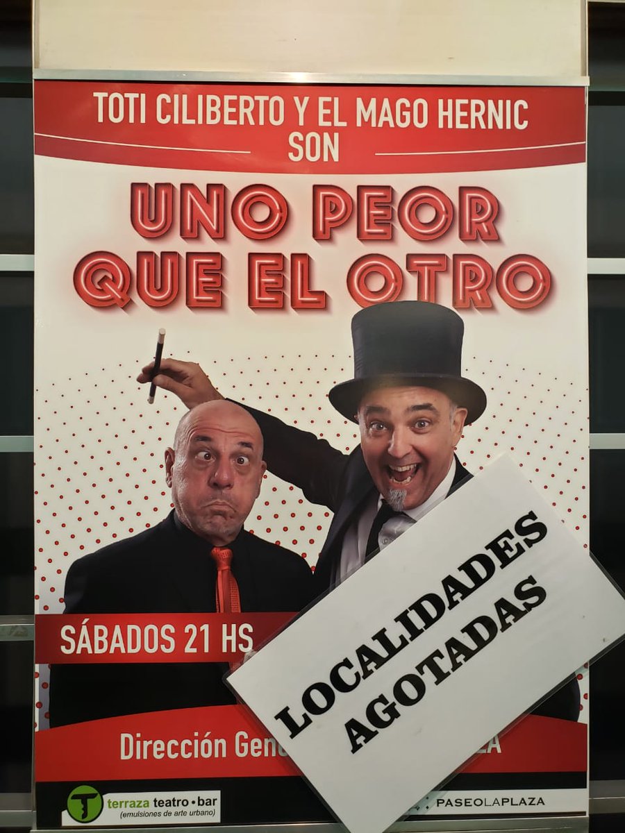 enelblanco's tweet photo. A minutos del estreno de #unopeorqueelotro con @totyciliberto y @MagoHernic ! Entradas agotadas!  Cc @danidatolaok https://t.co/k0M5h8dl1U